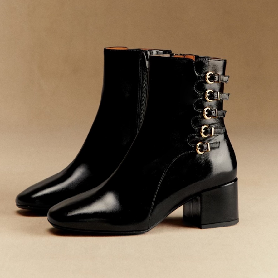 Nib Szane Leonie Mid Boots In Patent Black